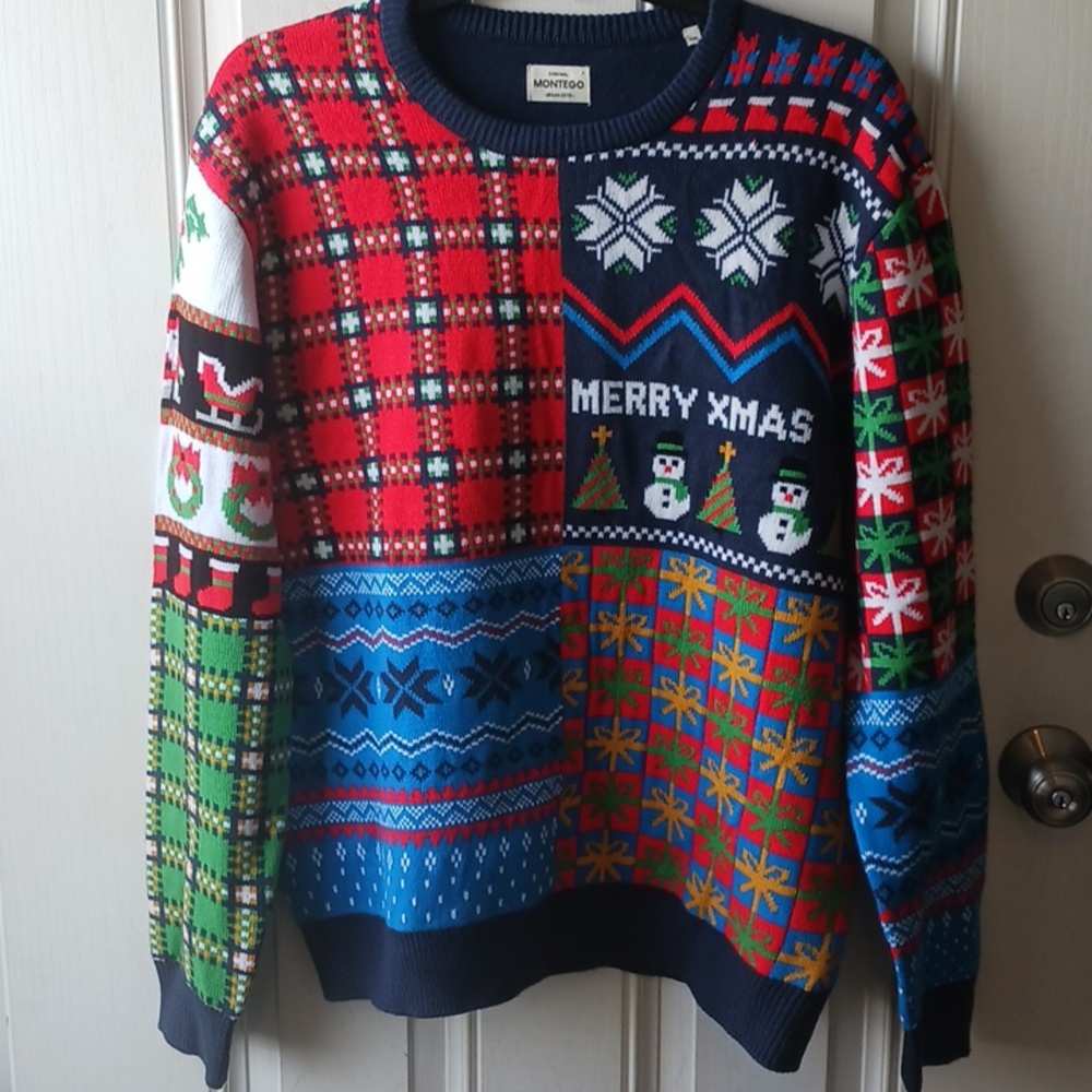 **Montego Urban Colorful Christmas Crewneck Sweater Size 3X